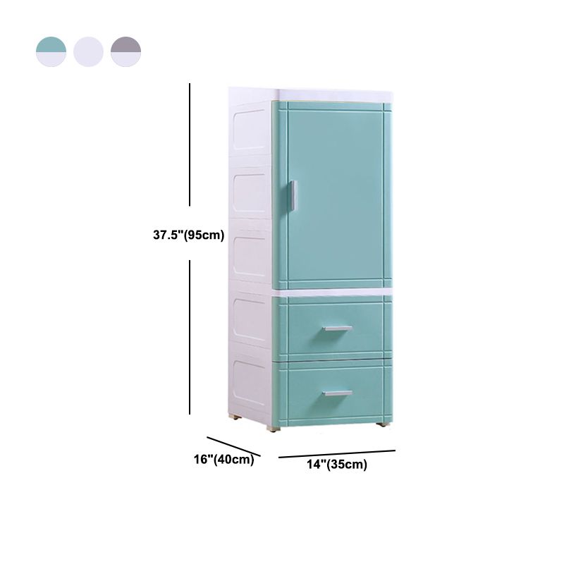 37.4" H Nightstand Plastic Night Table with 1 Door and 2/3-Drawer