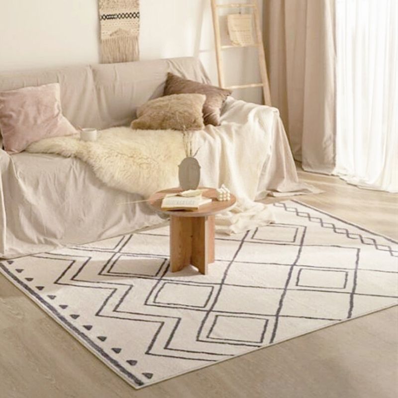 Minimalist Rhombus Line Art Rug Multicolor Southwestern Rug Synthetics Washable Anti-Slip Pet-Friendly Rug for Living Room