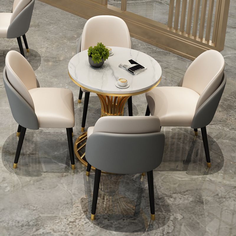 Glam Style 1/2/3/5 Pieces Table Set Gold Base and Stone Top Kitchen Set for Dining Room
