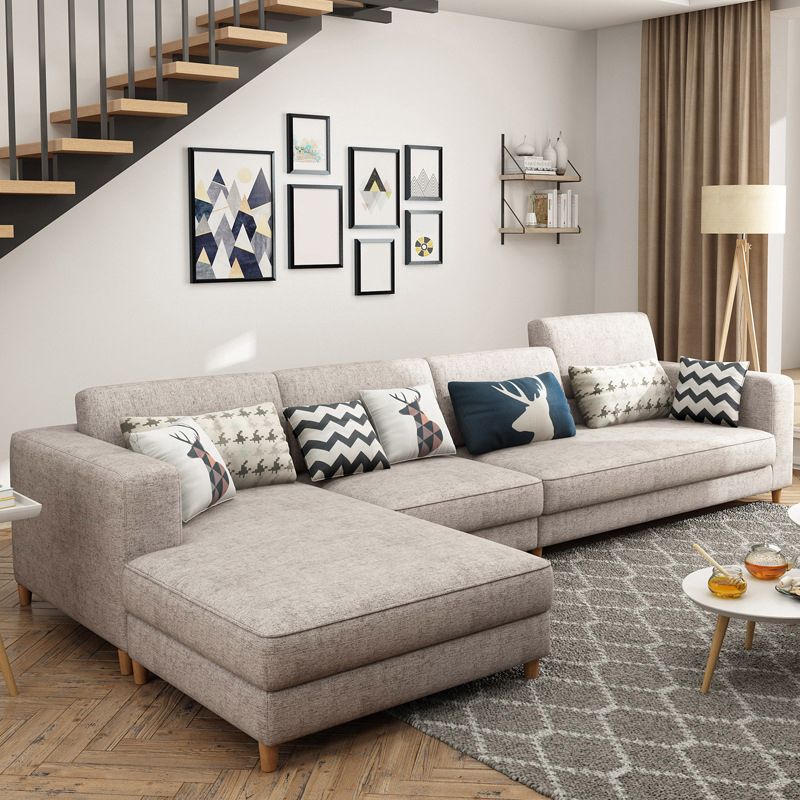 Contemporary Sectional with Adjustable Pillow Back and Square Arms