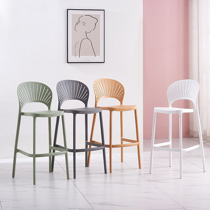 Backrest Counter High Stool Plastic Industrial Armless Cafe Bar Stool
