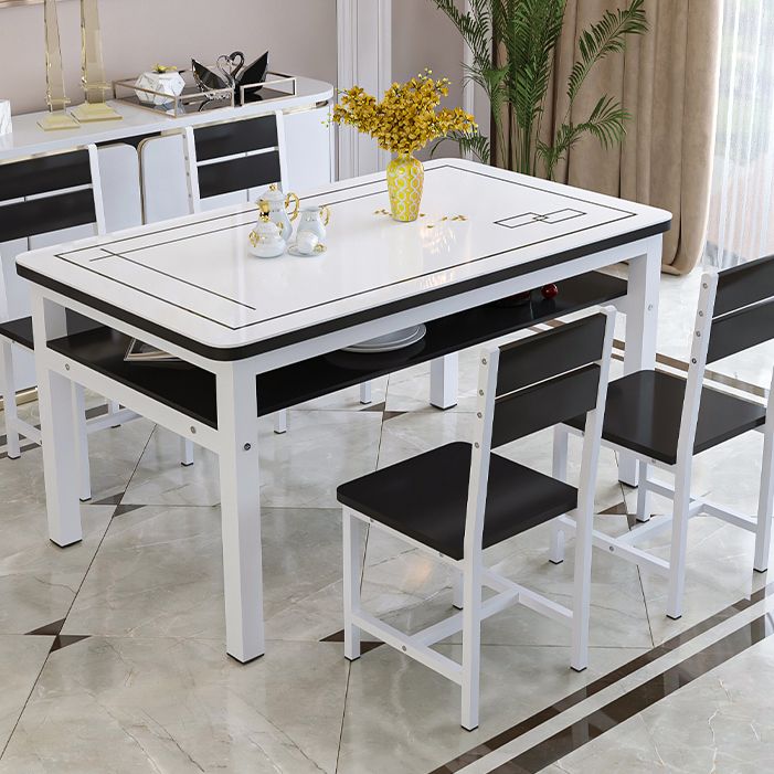 Modern Tempered Glass Desktop Rectangle Dining Table for Dining Room