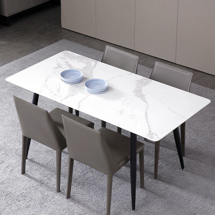 Industrial White Table for Restaurant Rectangle Dining Table with 4 Legs