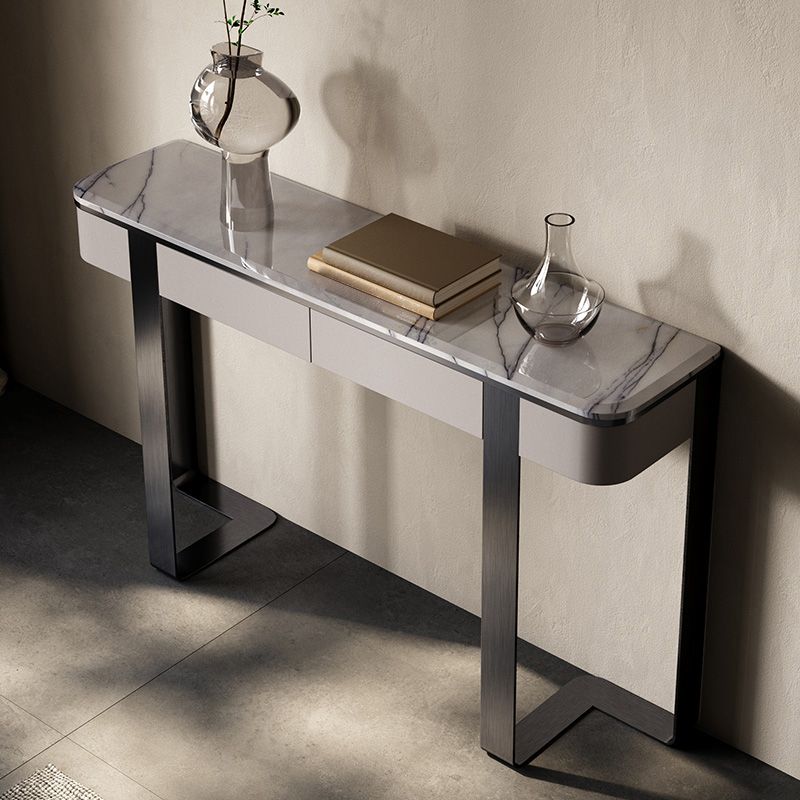 Modern Console Accent Table with Stainless Steel Bracket for Hall