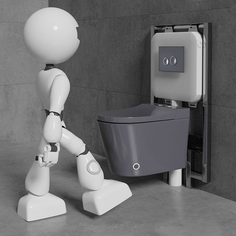 Modern Grey Siphon Jet Flush Toilet One-Piece Wall Mount Toilet for Bathroom