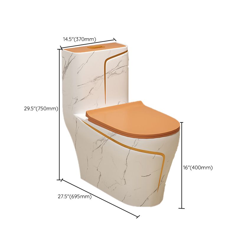 Traditional Orange Ceramic Flush Toilet Floor Mounted Urine Toilet for Washroom