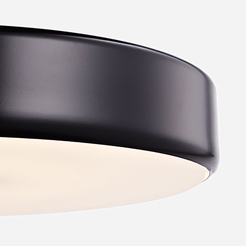 Modernist Style LED Hanging Lamp with Metallic Shade Black/White Round Pendant Lighting for Dining Room