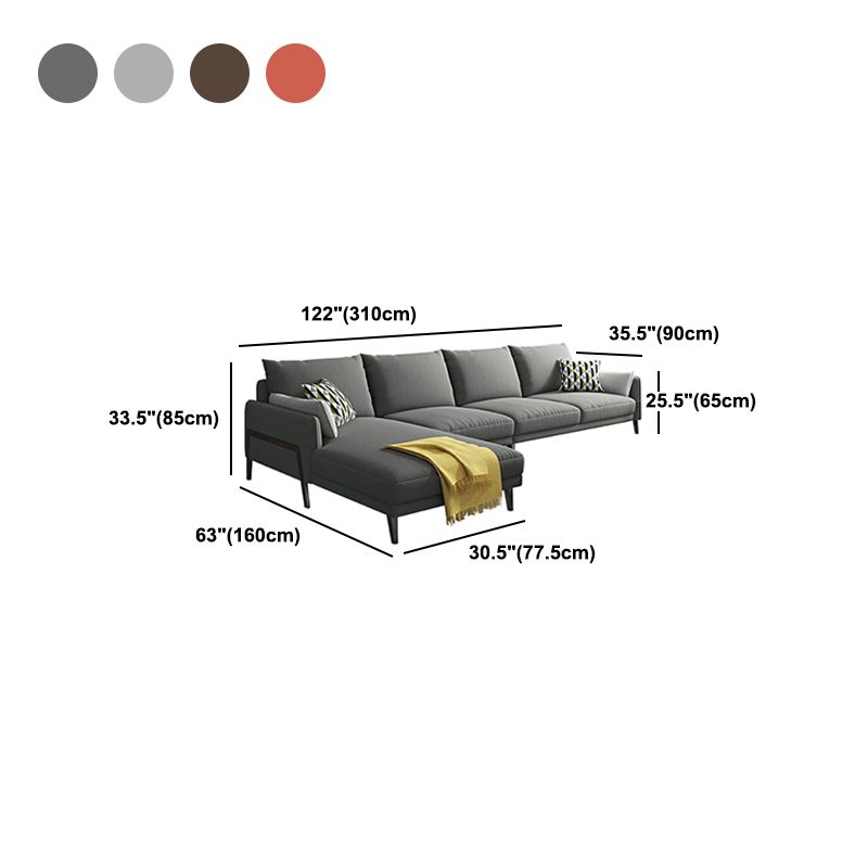 Modern Sectional with Linen Blend Pillow Back and Pillow Top Arms for 4 People