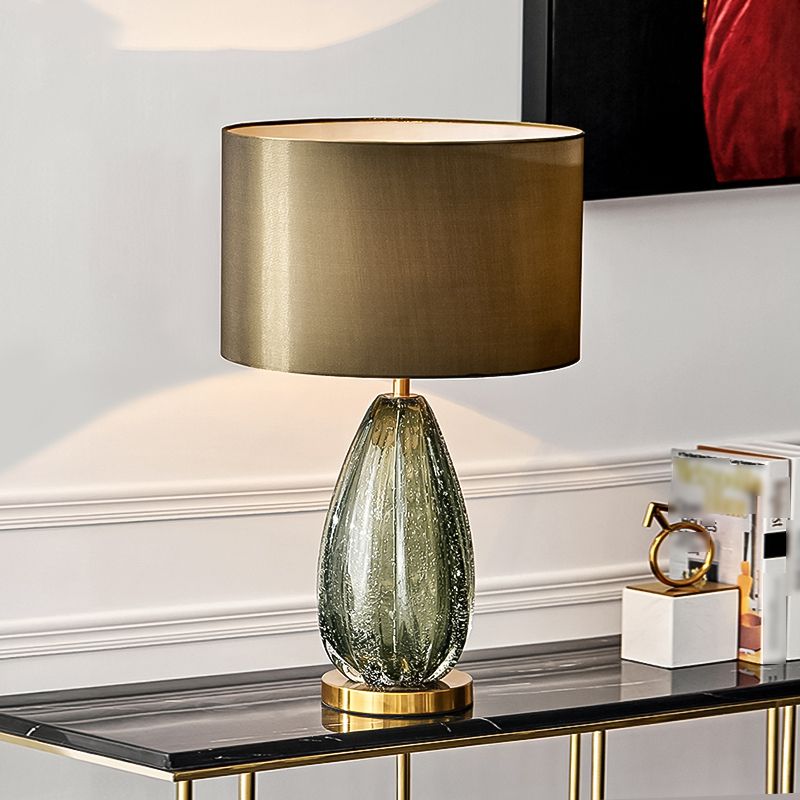 Contemporary Table Lamp 1-Light Green Metal Table Light for Living Room