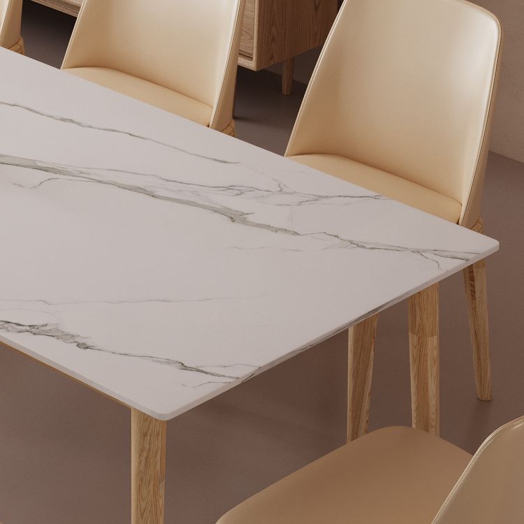 Rectangle Dining Table Set 1/2/6/7/9 Pieces Modern Sintered Stone Table Armless Chairs