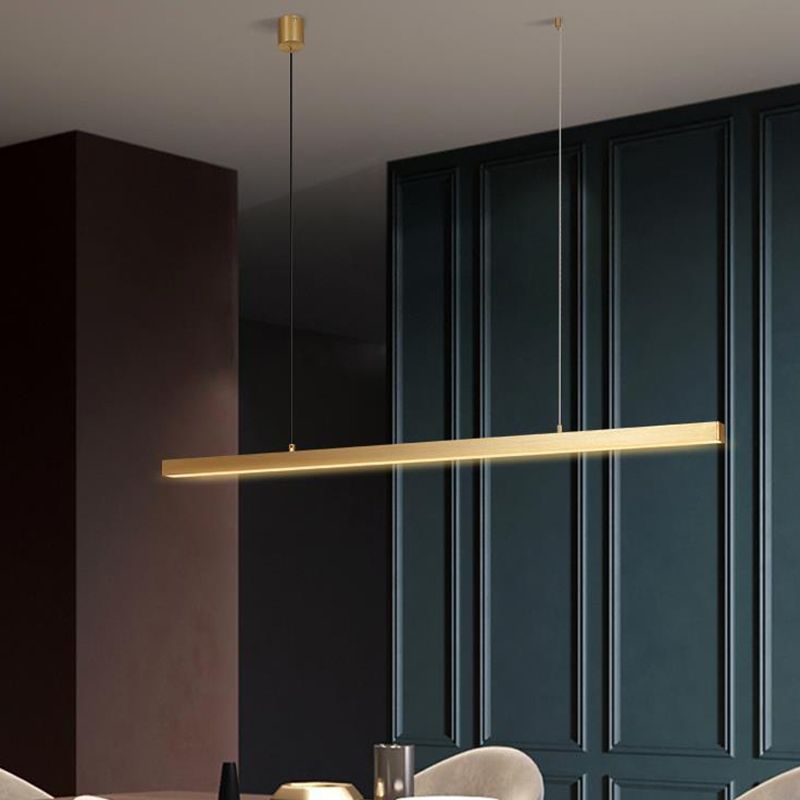 Gold Island Light 1-Light LED Island Hanging Lamp with Acrylic Shade for Living Room
