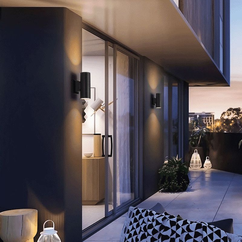 Mi-cylindre l'éclairage mural moderne métal métal 2 lumières lampe applicable en noir