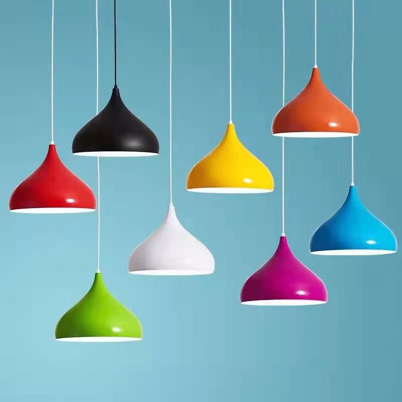 Lacquered Aluminium Indoor Pendant Light in Modern Creative Style Tapered Macaron Hanging Lamp