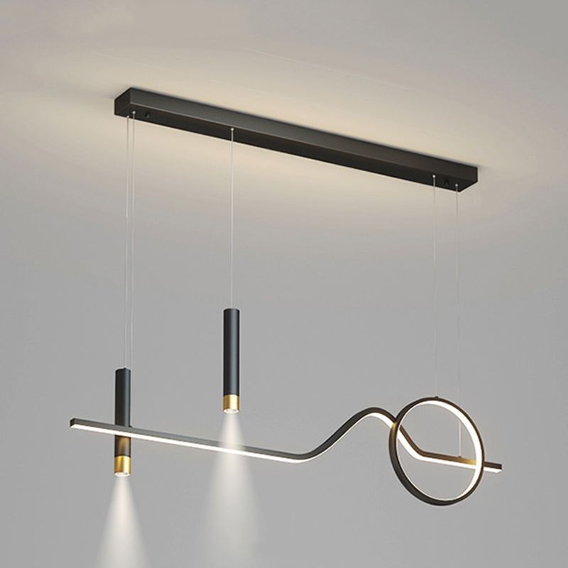 Simplicità moderna Luce a led lineare Luce in ferro battuto Luce a sospensione con ombra silicone