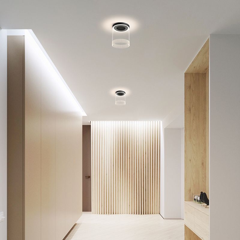 Cylinder Shape Ceiling Fixture Modern Style Metal One Light Ceiling Mounted Light