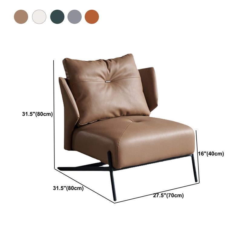 Contemporary Bonded Leather Armless with Black Legs Pillow Back Accent Room Chair