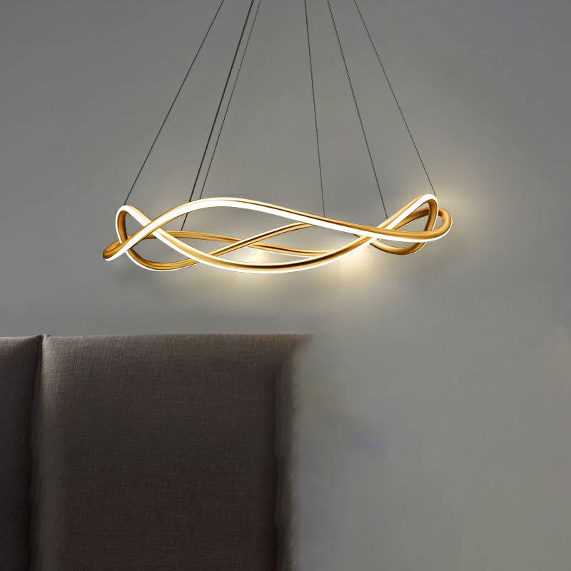 Waving Chandelier Pendant Lights Modern Metal Chandeliers in Gold Finish