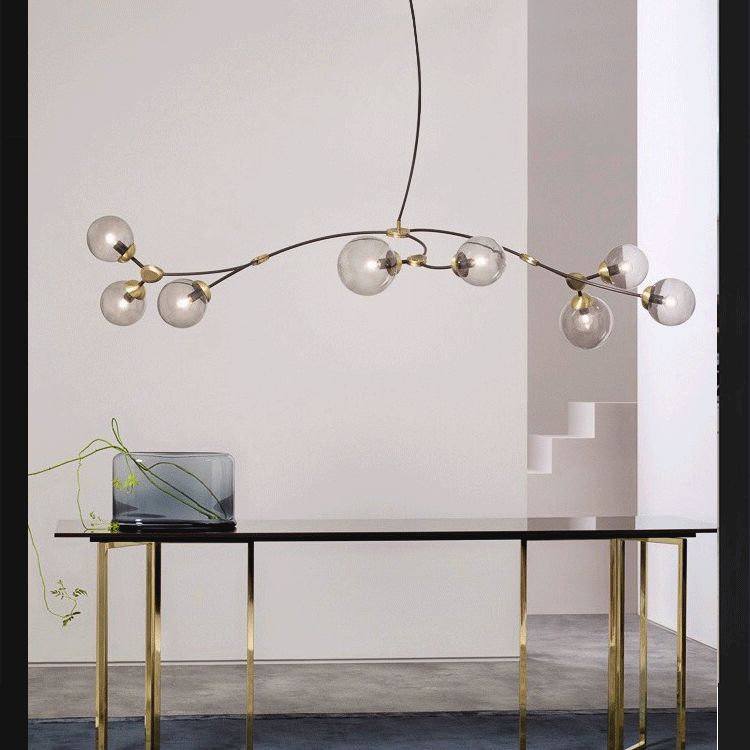 Illuminazione a sospensione molecolare oro nero luce in metallo minimalista con tonalità in vetro a sfera