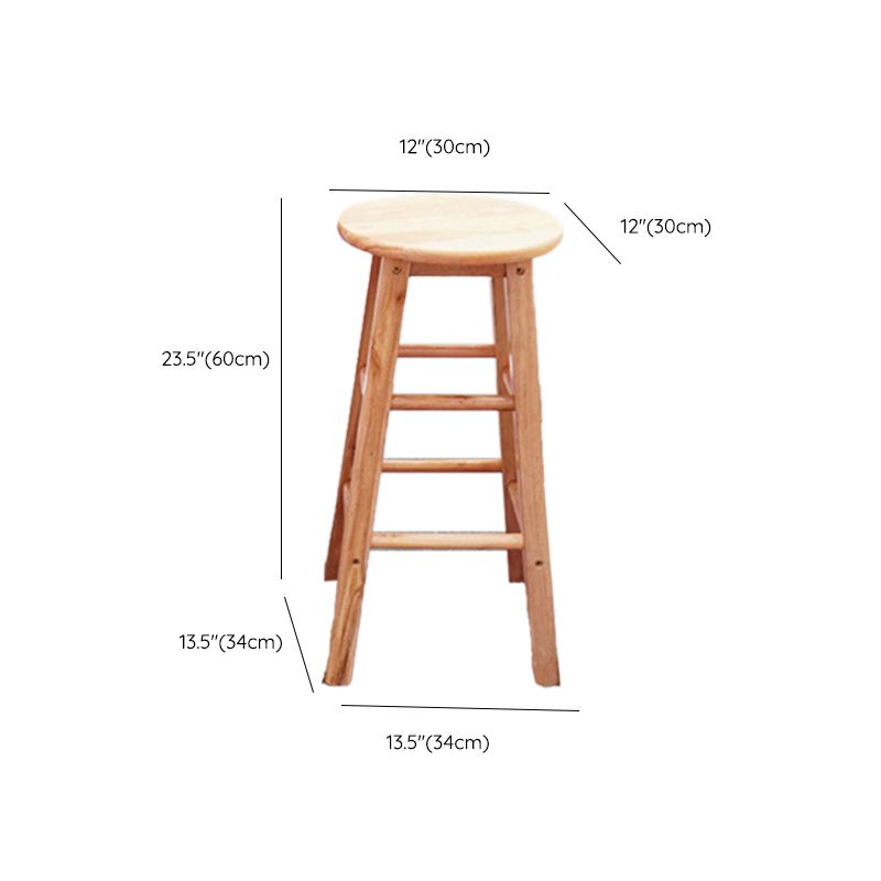 Modern Armless Wooden Counter Stool Oak Wood High Stool with 4 Legs