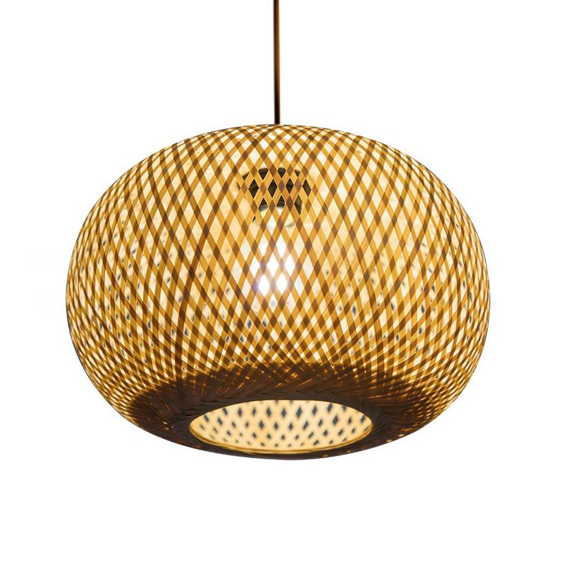 Modernismo 1 Bulbo de iluminación colgante de madera Donut/sombrero lámpara colgante con sombra de bambú