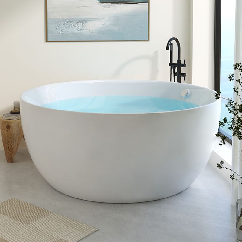Modern Round Acrylic Bathtub Center Drain and Overflow Trim Tub