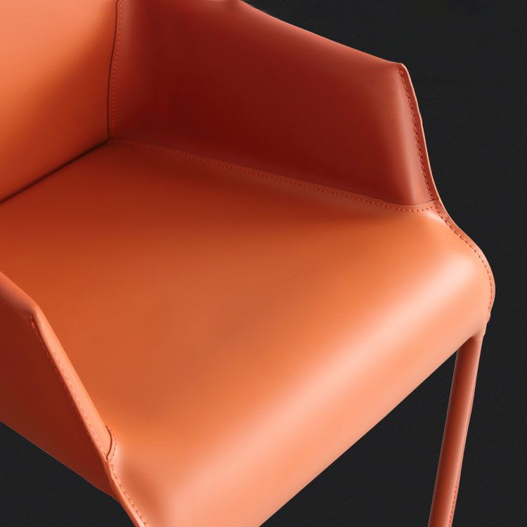 Leather Matte Finish Dining Chair Designer Style Home Solid Back Arm Chair