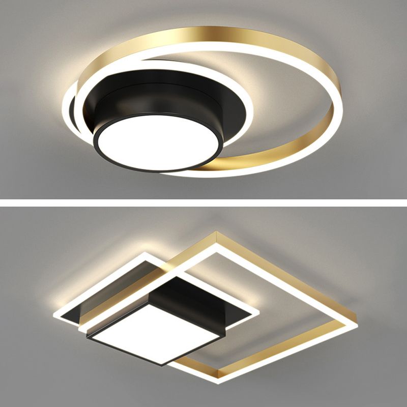 Acrylic Contemporary Style LED Ceiling Light Minimalism Aluminum Nordic Style Flush Mount Lighting Fixture in Gold