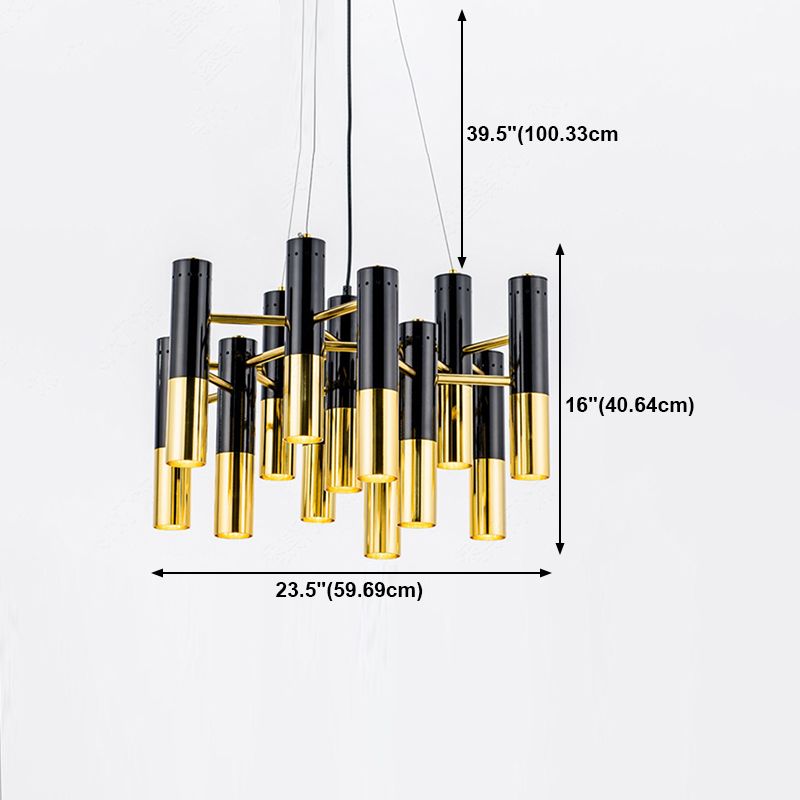 Partido colgante de metal de lámpara de araña posmoderna de oro negro para el dormitorio