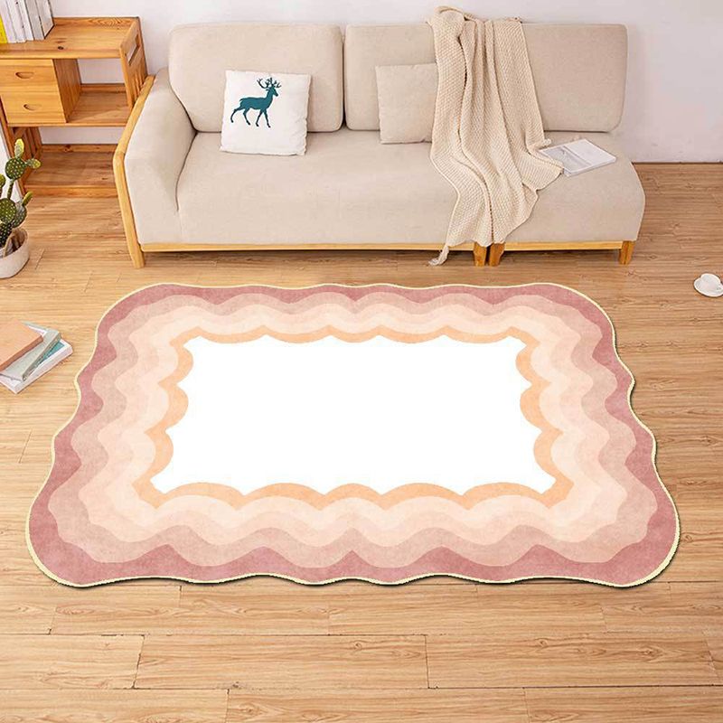 White Color Block Carpet Polyester Modern Carpet Washable Carpet for Living Room