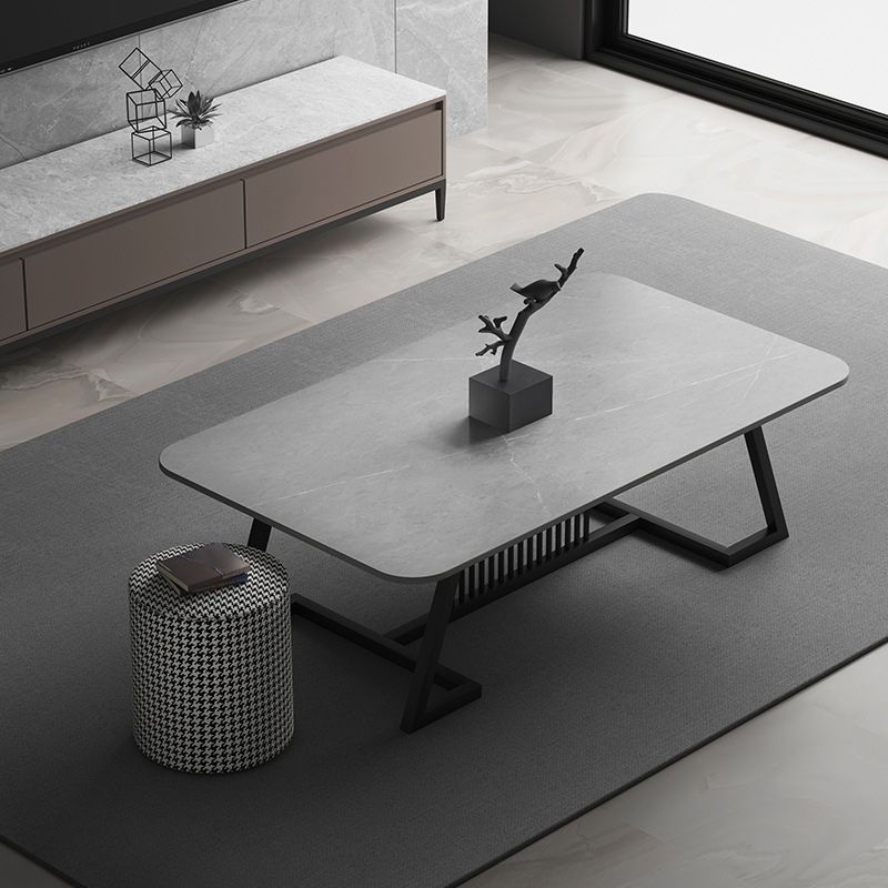 Rectangular Trestle Coffee Table Modern Cocktail Table for Living Room