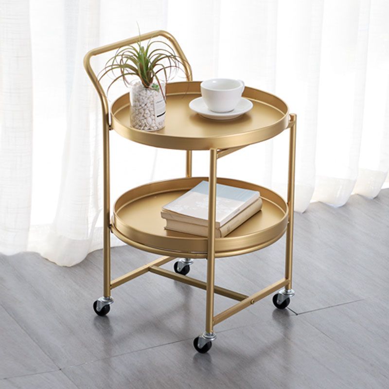 15.75 inch Wide Mid-Century Side Table Double Tier Round Side End Table