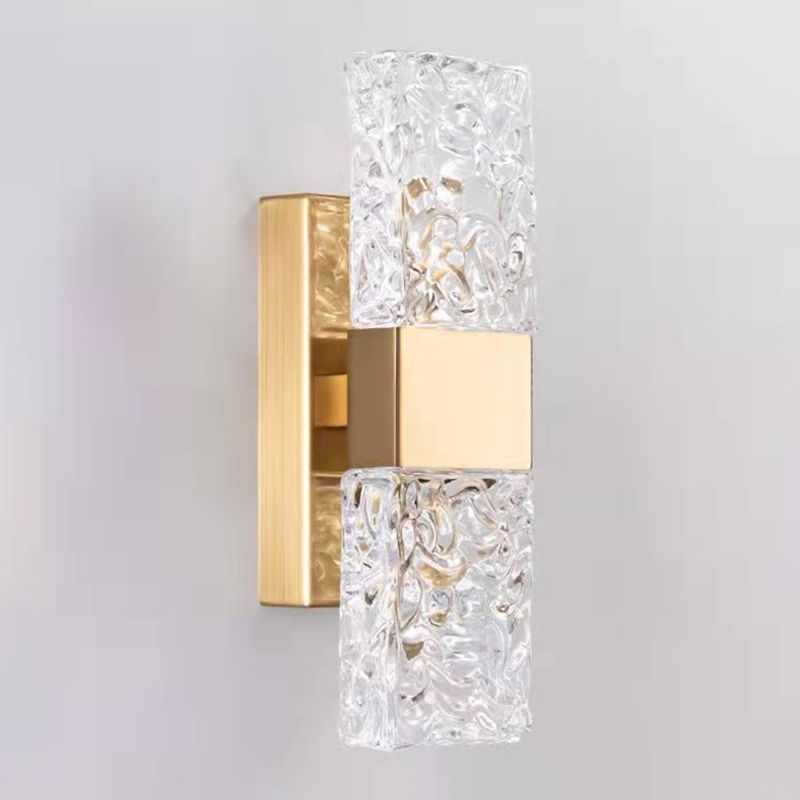 Minimalist Rectangle Sconce Light Fixture Crystal LED Bedroom Wall Light Sconce in Gold