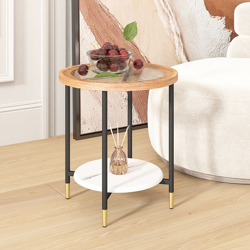 Round Coffee Table Glass Nesting Coffee Table Set with Shelf