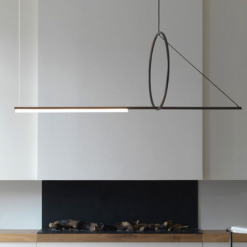 Lustre linéaire lustre moderne en métal simple îlot de plafond îlot de plafond en noir