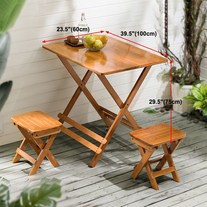 Contemporary Natural Wood Table Bamboo Home Dining Table with Pedestal