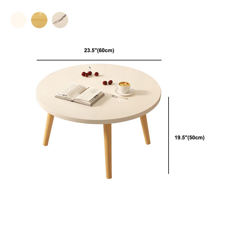19.7" H Round Wood Cocktail Table Modern 3 Legs Coffee Table