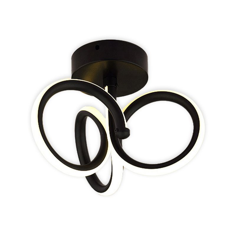 Metal Linear Shape Flush Mount Light Modern Style 2 Lights Flush Ceiling Light in Black