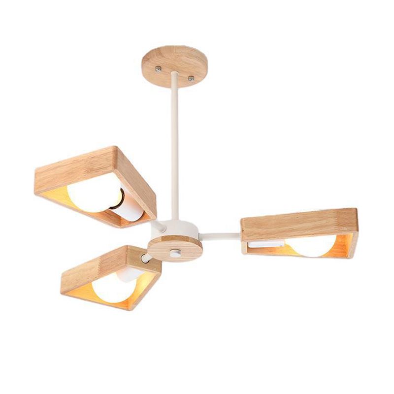 Sputnik Bedroom Chandelier Light Fixture Wooden Minimalist Chandelier Pendant Light in White