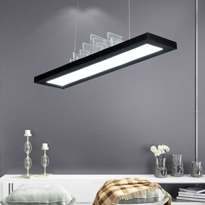 Rectangular LED Island Light Fixture Simplicity Acrylic Black Pendant Light for Dining Room
