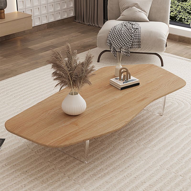 2 Legs Single Coffee Table Solid Wood Natural Free-Form Coffee Table