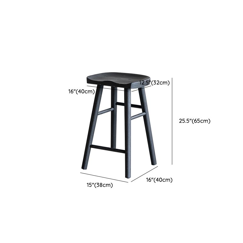 Modern Style Counter Stool Black Solid Wood Bar Stool for Indoor