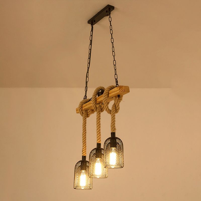 Luces de araña de la isla de cilindro accesorios de iluminación de araña de cuerda industrial para mesa de comedor