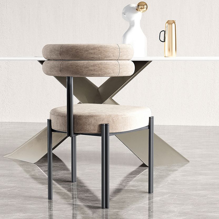 Industrial Velvet Dining Room Chair Open Back Dining Side Chair for Restaurant Use