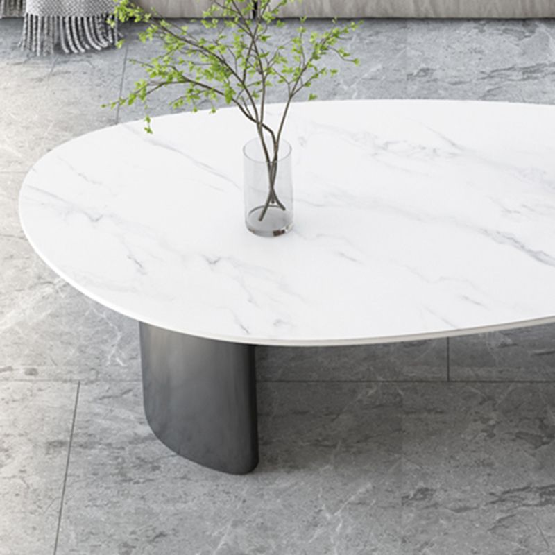 15"H Glam Coffee Table Slate Single White Coffee Cocktail Table