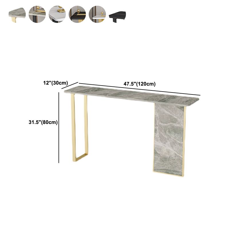 Iron Base Accent Table with Rectangle Stone Top for Hall Console Table