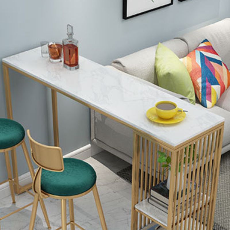 Glam Style Rectangle Bar Table 1/2/3 Pieces Faux Marble Counter Table