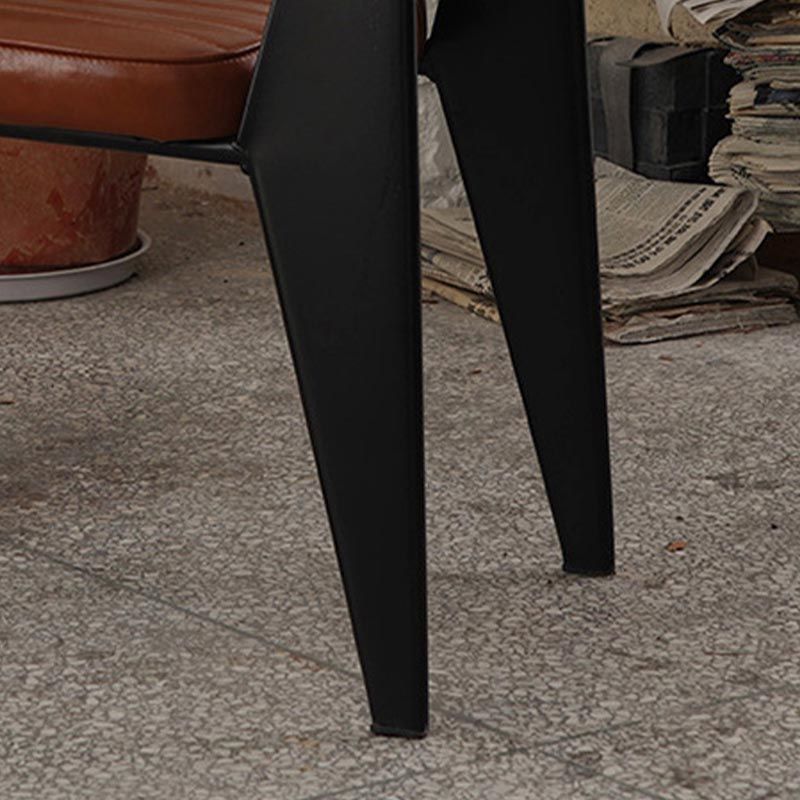 Industrial Open Back Dining Chair Upholstered Arm Chair with Black Legs