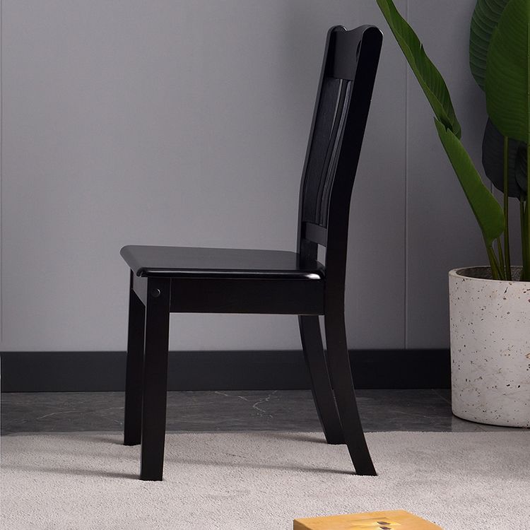 Modern Rubberwood Slat Back Chair Matte Finish Wood Dining Chair
