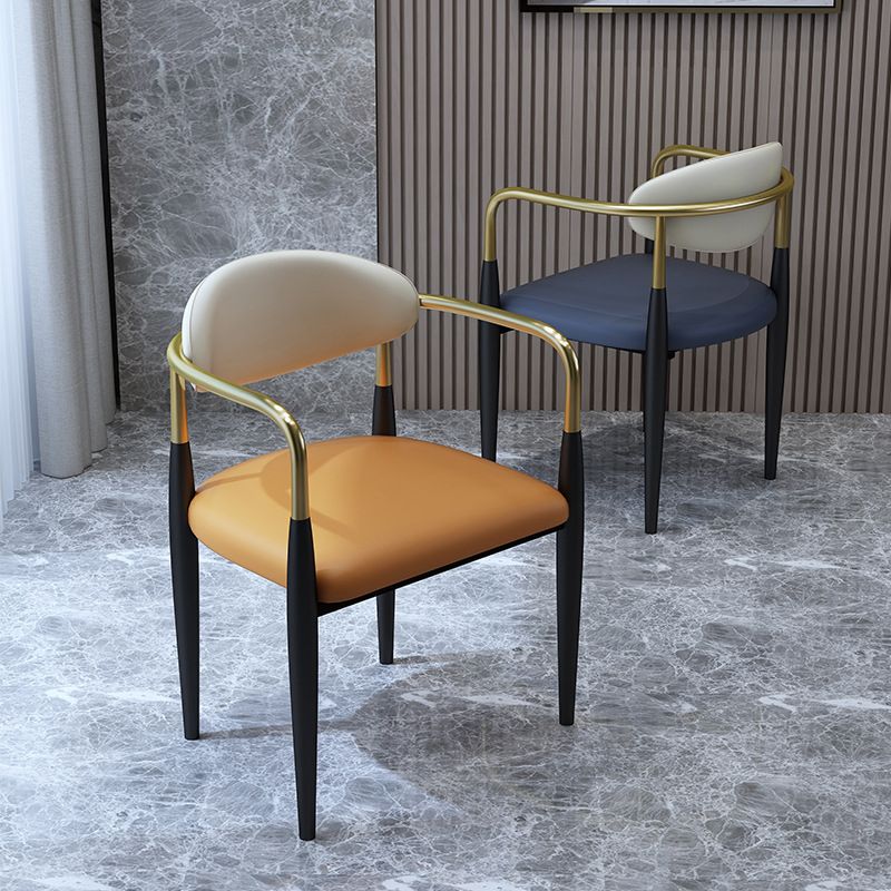 Modern Faux Leather Dining Chair Open Back Dining Side Furniture in Matte Finish for Home