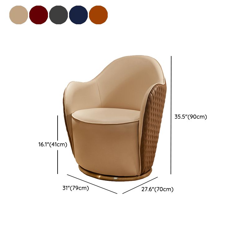 Round Base Style Side Chair Leather Lounge Chair for Living Room